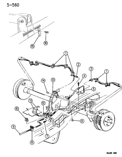 1995 Jeep Cherokee Brake Lines & Hoses (Rear) Diagram