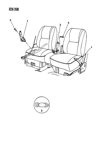 1988 Dodge Daytona Belt - Front Seat Diagram 2