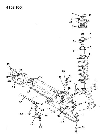 1984 Dodge Charger Suspension - Front Diagram