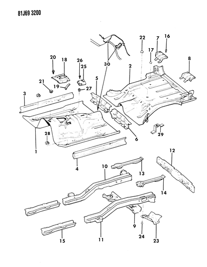 1985 Jeep Wagoneer SILL-Assembly Center Diagram for 55001206