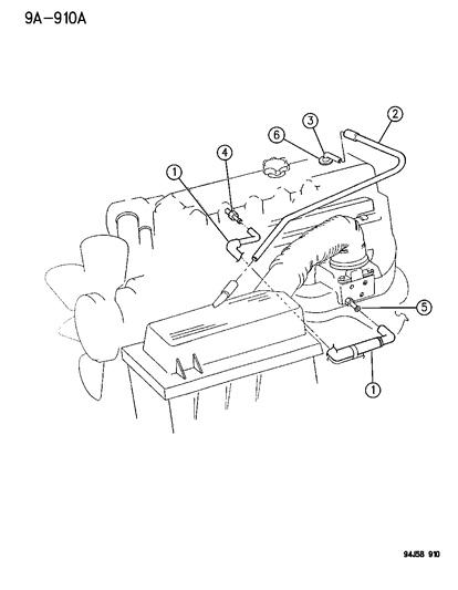 1994 Jeep Cherokee Connector-Vacuum Hose Diagram for 33004175