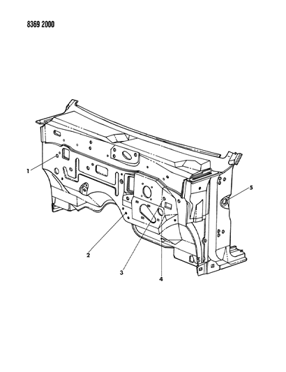 1988 Dodge Dakota Plugs - Cowl & Dash Diagram