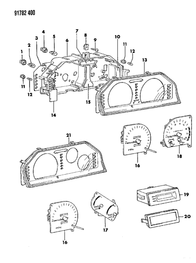 1991 Dodge Colt Instrument Panel Cluster Diagram