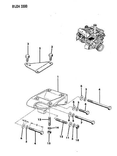 1986 Jeep J20 Compressor & Mounting Diagram 2