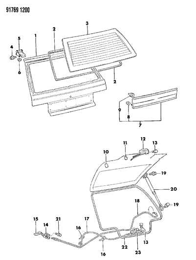 1991 Dodge Colt Liftgate Panel And Glass Diagram