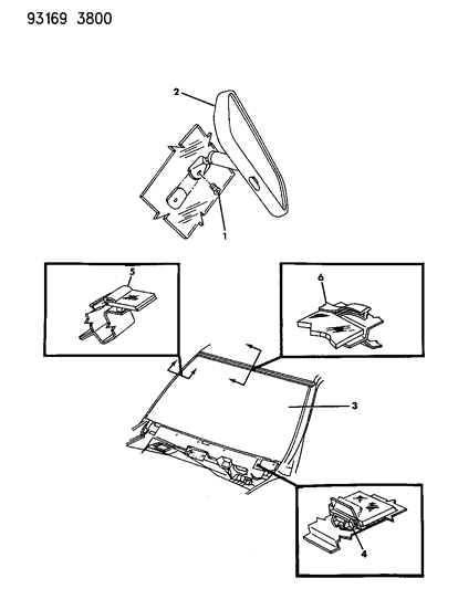 1993 Dodge Spirit Glass - Windshield & Mirror Diagram