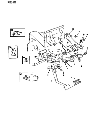 1989 Chrysler LeBaron GTC Brake Pedal Diagram