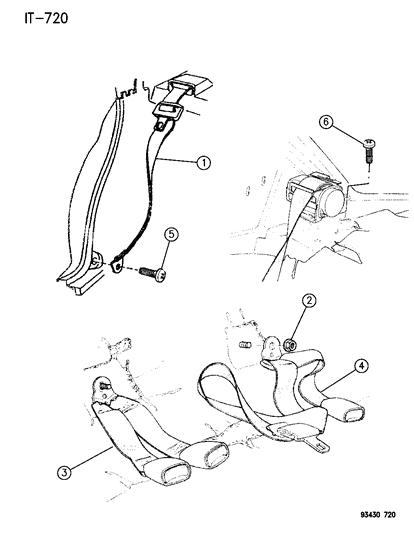 1993 Chrysler Concorde Rear Outer Seat Belt Diagram for HR95PF6