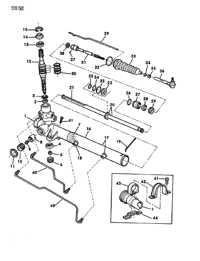 1985 Dodge Aries Gear - Rack & Pinion, Power & Attaching Parts Diagram 2