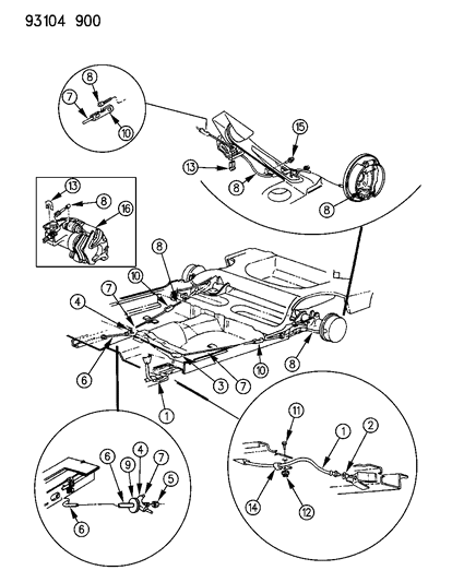 1993 Chrysler New Yorker Salon Cable, Parking Brake Diagram