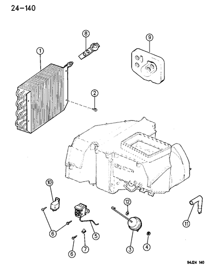 1996 Jeep Cherokee Core, Evaporator Diagram