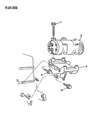 1993 Jeep Grand Wagoneer Compressor & Mounting Diagram