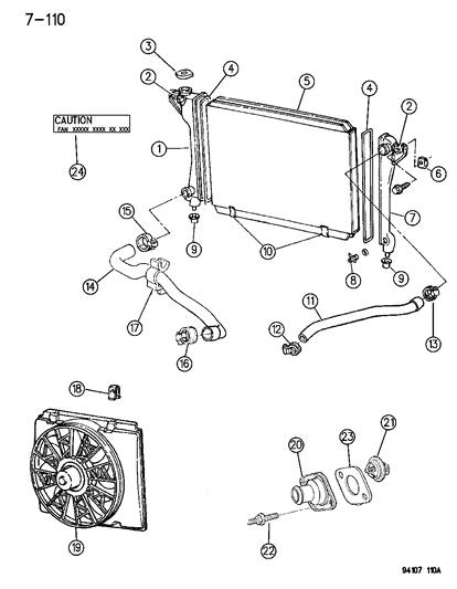1995 Dodge Spirit Radiator & Related Parts Diagram 1