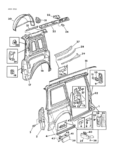 1984 Dodge Caravan Reinforcement, Sliding Door Lower Track Diagram for 4278761