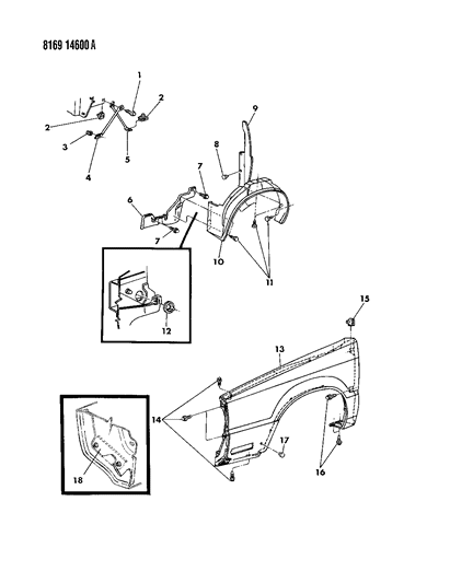 1988 Dodge Dynasty Fender & Shield Diagram