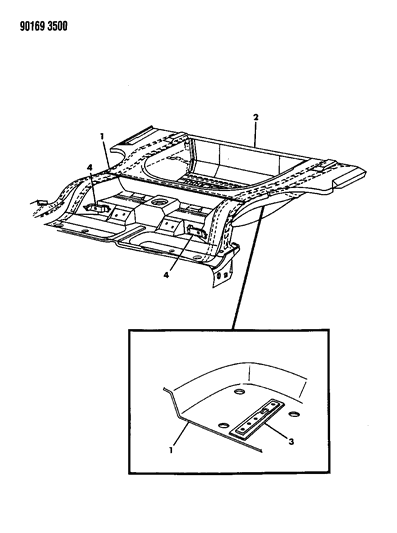 1990 Chrysler LeBaron Floor Pan Rear Diagram