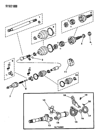 1991 Chrysler Town & Country Shaft - Front Drive Diagram