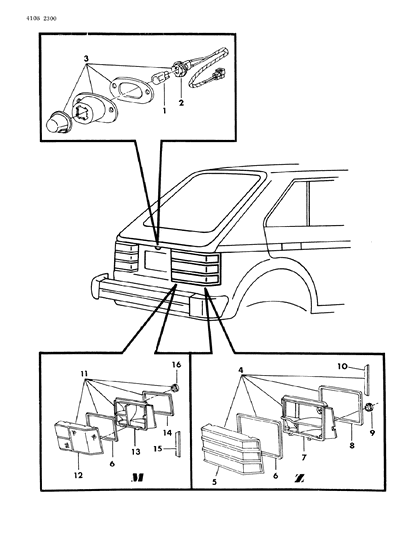 1984 Dodge Charger Lamps & Wiring - Rear Diagram 3