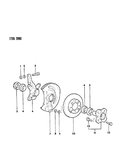 1987 Dodge Colt Brake Disc & Bearings, Front Diagram 2