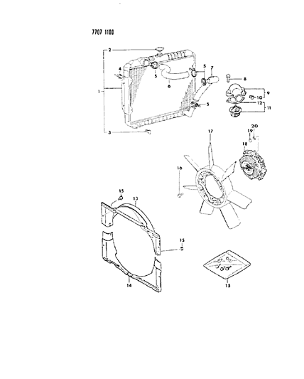 1987 Dodge Ram 50 Radiator & Related Parts Diagram