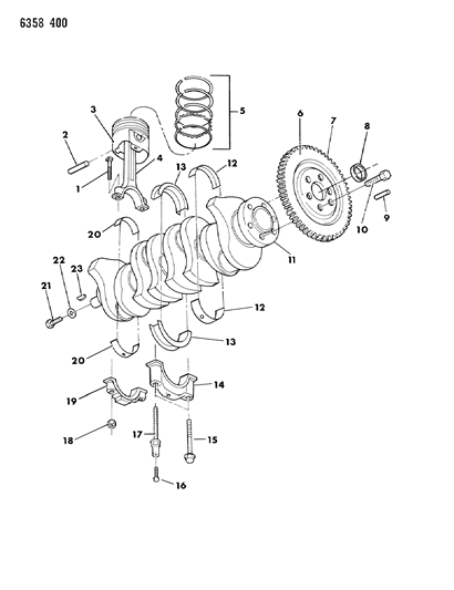 1987 Dodge Dakota Crankshaft , Pistons And Torque Converter Diagram 1