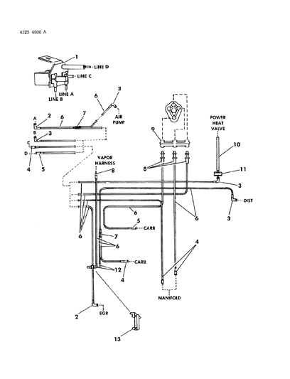 1984 Dodge Ram Wagon EGR Hose Harness Diagram 11