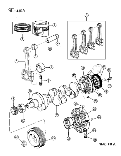 1996 Jeep Cherokee Crankshaft , Piston & Torque Converter Diagram 2