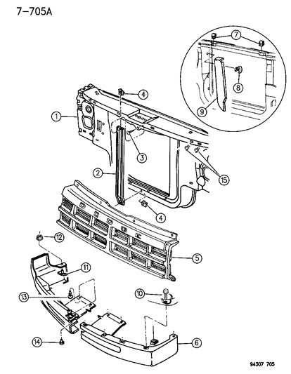 1994 Dodge Dakota Seal Radiator Diagram for 52027873