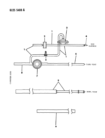 1986 Dodge Aries Vapor Canister Hose Harness - Bowl Vent Diagram 3