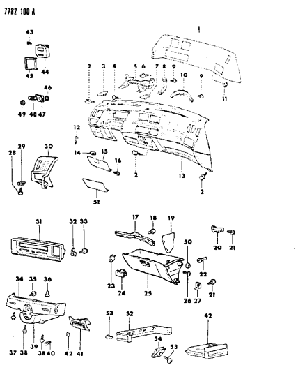 1987 Dodge Colt Lock GLOVEBOX D Gray Diagram for MB721168