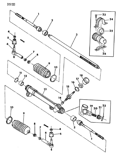 1985 Dodge Caravan Gear - Rack & Pinion, Manual And Attaching Parts Diagram