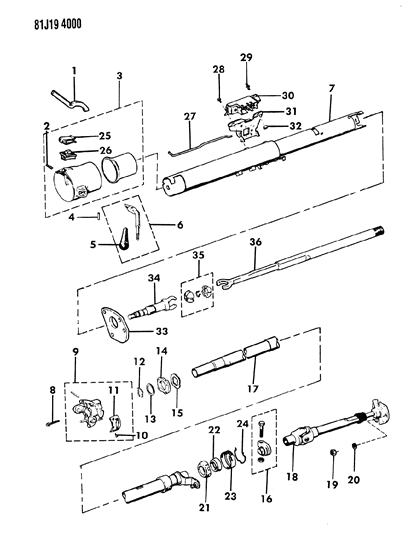 1986 Jeep J10 Housing - Steering Column Lower Diagram 1