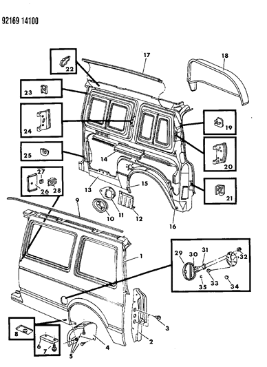 1992 Chrysler Town & Country Quarter Panel Diagram 1