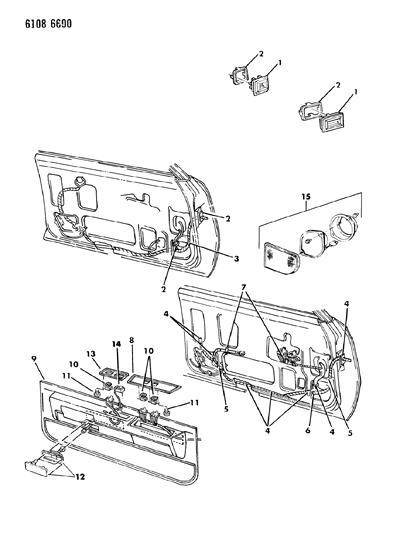 1986 Chrysler Town & Country Wiring & Switches - Front Door Diagram