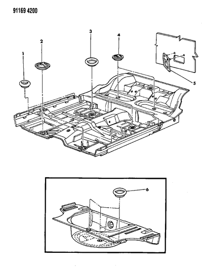 1991 Chrysler LeBaron GTC Plugs Floor Pan Diagram