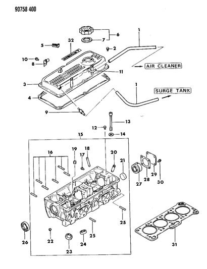 1990 Dodge Colt Cylinder Head Diagram 1