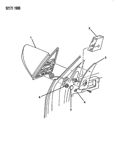 1992 Dodge Spirit Front Door Outside Mirror Package Diagram for 4299714