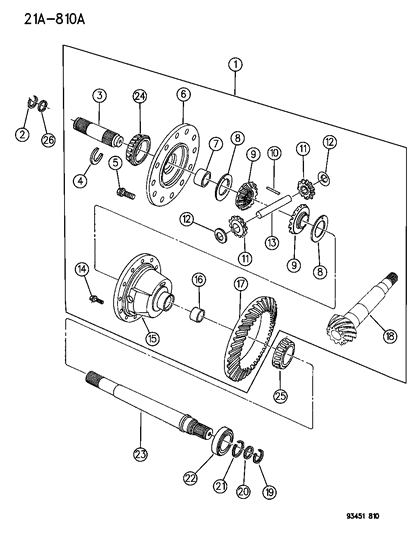 1993 Dodge Intrepid Differential Case & Gears Diagram