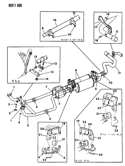 1991 Dodge D250 Exhaust System Diagram 1