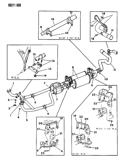 1991 Dodge W250 Exhaust System Diagram 1