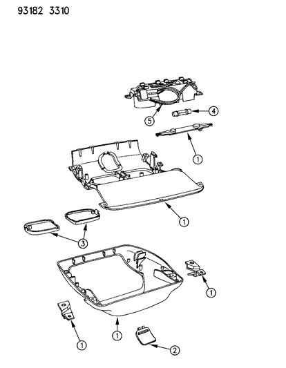 1993 Chrysler New Yorker Console, Overhead Diagram 1