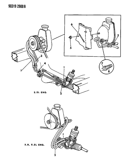 1990 Dodge Dakota Power Steering Hoses Diagram 2