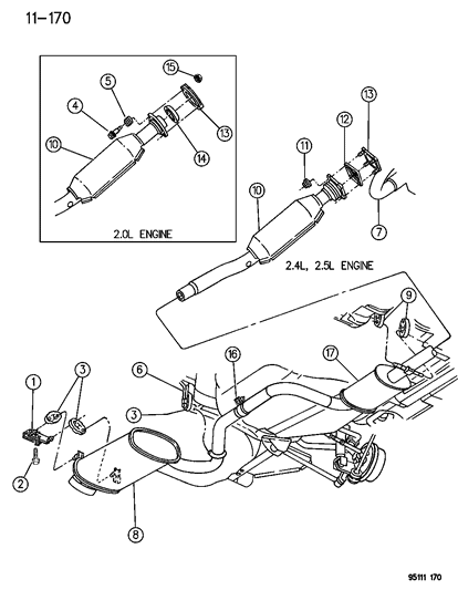 1995 Chrysler Cirrus Exhaust System Diagram