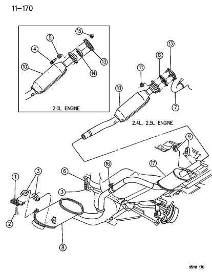 1995 Dodge Stratus Converter W/HEATSHIELD Diagram for 4616452