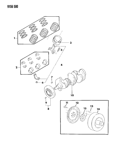 1989 Dodge Dynasty Crankshaft, Pistons And Torque Converter Diagram 2