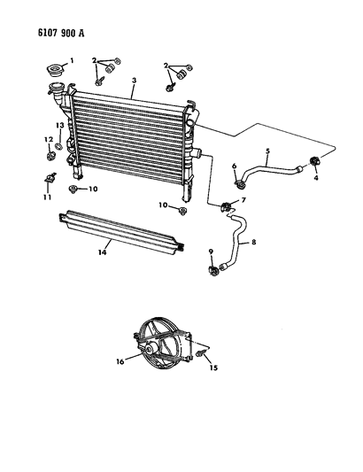 1986 Dodge Omni Radiator & Related Parts Diagram 1