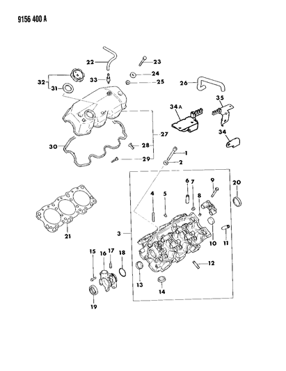 1989 Dodge Spirit Hose-Breather Diagram for MD142355