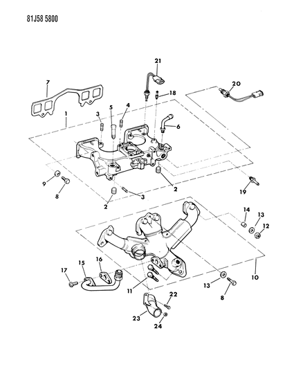 1984 Jeep Cherokee Manifolds - Intake & Exhaust Diagram 2