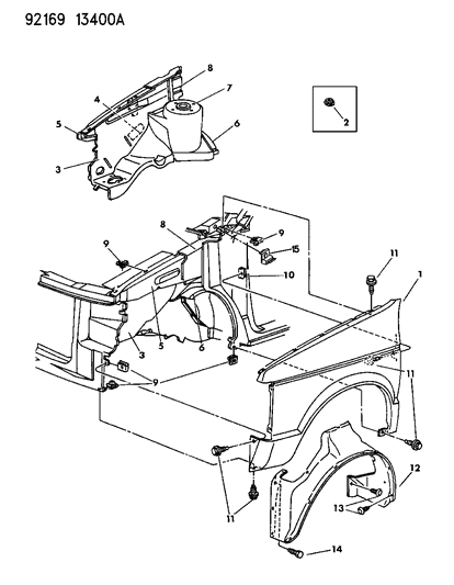 1992 Chrysler Town & Country Fender & Shield Diagram