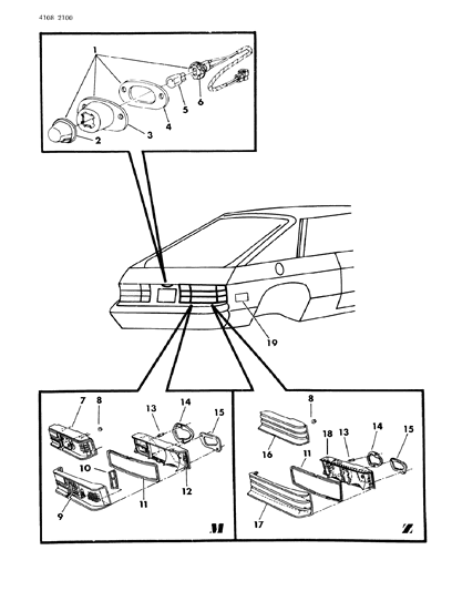 1984 Dodge Charger Lamps & Wiring - Rear Diagram 1